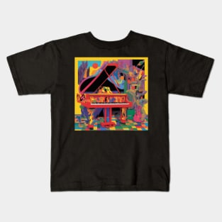 A Colorful Scene With A Grand Piano Kids T-Shirt